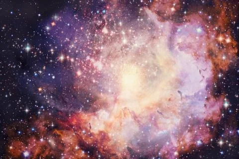 Unique Smooth Artistic Multicolored Bright Nebula Galaxy In Deep Space Artwor Stock Illustration