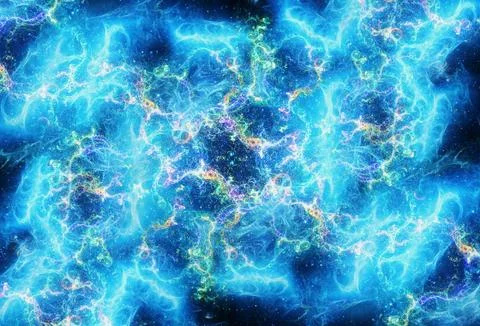 Unique Smooth Artistic Multicolored Bright Energy Field In Deep Space Artwork Stock Illustration