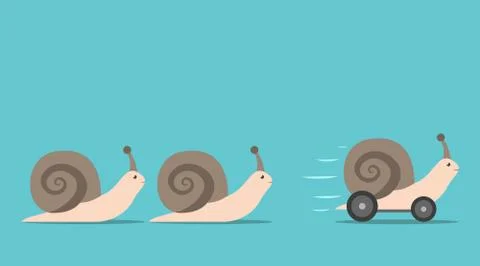 Unique snail with wheels Stock Illustration