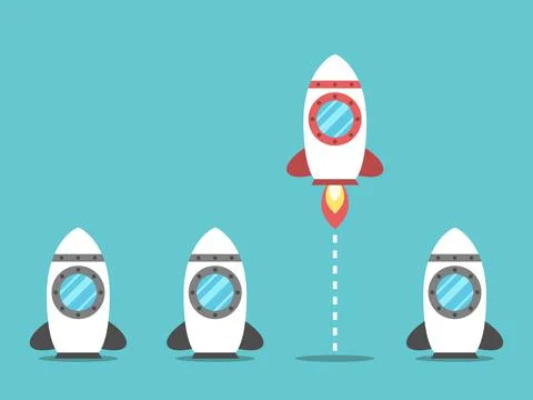 Unique space rocket launching Stock Illustration