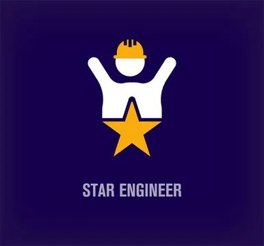 Unique star engineer sign logo. Modern color transitions. Illustrazione stock