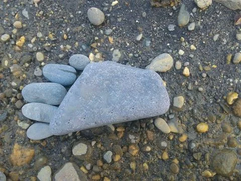 Unique Stone like the sole of the foot. Stock Photos