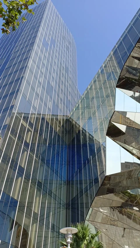 Unique structure glass building Stock Footage 283851940