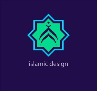 Unique style of islamic mosque logo design template. Stock Illustration