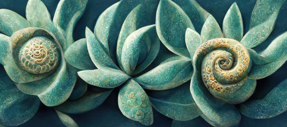 Unique succulent plant patterns, stone flowers - interior modern art series Stock Illustration