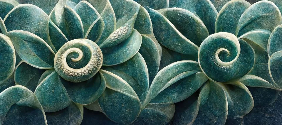 Unique succulent plant patterns, stone flowers - interior modern art series Stock Illustration