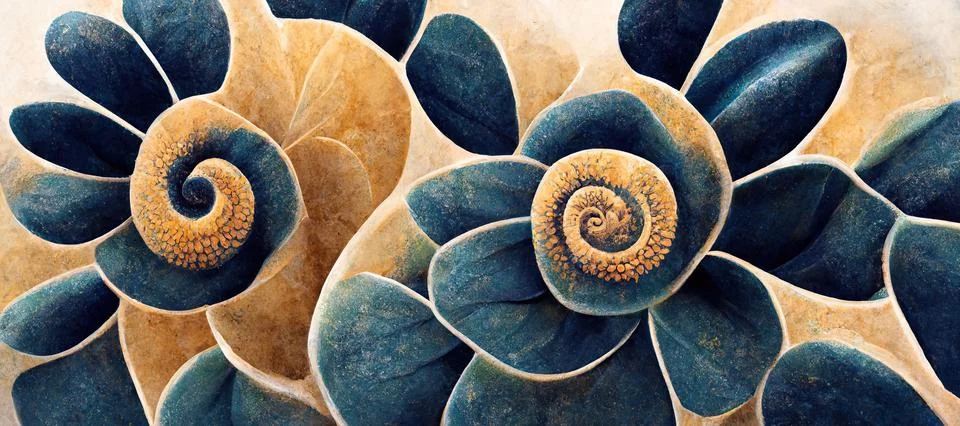 Unique succulent plant patterns, stone flowers - interior modern art series Stock Illustration