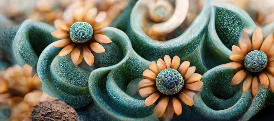 Unique succulent plant patterns, stone flowers - interior modern art series Illustrazione stock