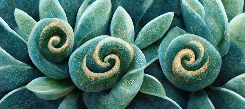 Unique succulent plant patterns, stone flowers - interior modern art series Stockillustratie