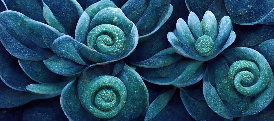 Unique succulent plant patterns, stone flowers - interior modern art series Stock Illustration