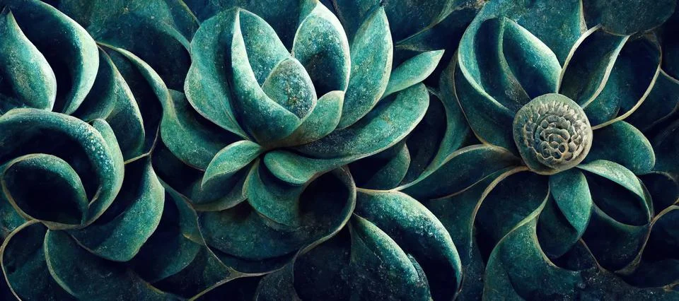 Unique succulent plant patterns, stone flowers - interior modern art series Illustrazione stock