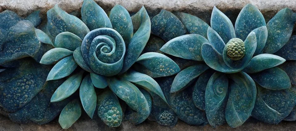 Unique succulent plant patterns, stone flowers - interior modern art series Illustrazione stock