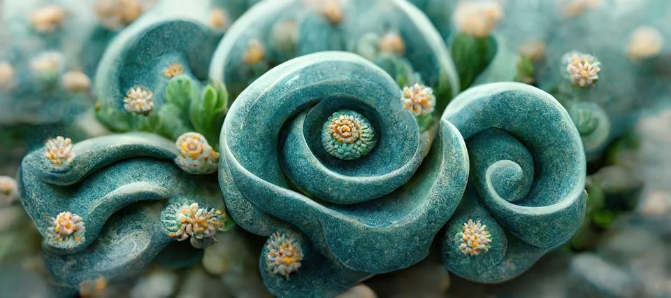 Unique succulent plant patterns, stone flowers - interior modern art series Illustrazione stock