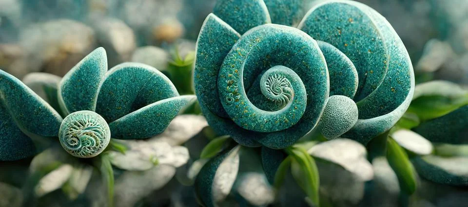Unique succulent plant patterns, stone flowers - interior modern art series Stock Illustration