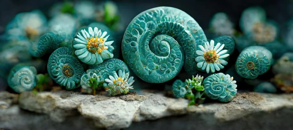 Unique succulent plant patterns, stone flowers - interior modern art series Stockillustratie