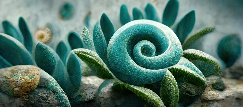 Unique succulent plant patterns, stone flowers - interior modern art series Stock Illustration