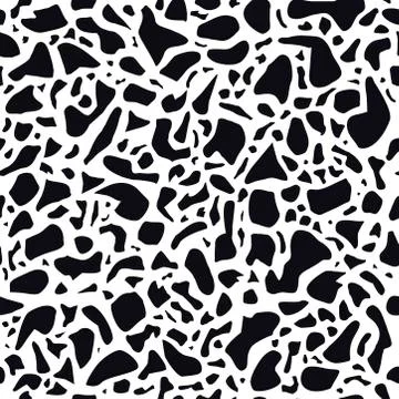 Unique terrazzo flooring vector seamless pattern in black and white. Texture Stock Illustration