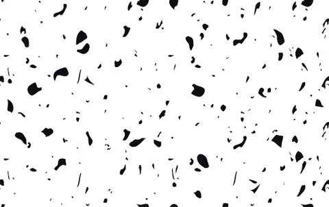 Unique terrazzo flooring vector seamless pattern in black and white. Texture Stock Illustration