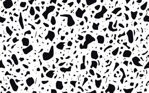 Unique terrazzo flooring vector seamless pattern in black and white. Texture Stock Illustration