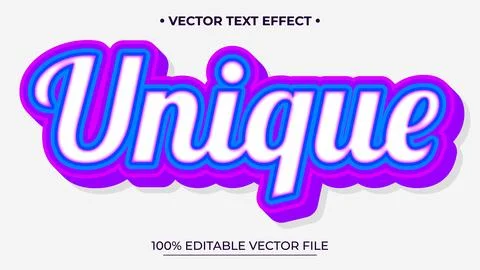 "Unique" Text Effect with Blue and Purple Outline, Editable Vector Design o.. Stock Illustration