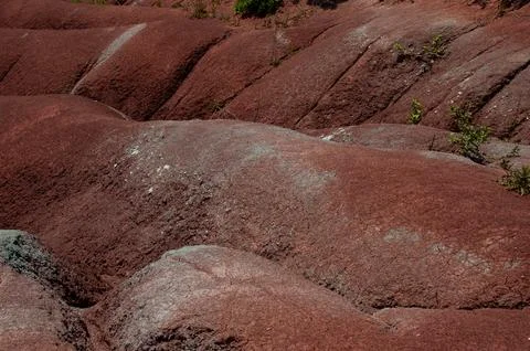 The unique textured and layered terrain of the Cheltenham Badlands Stock Photos