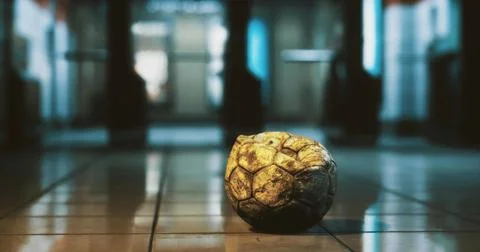 Unique textured object placed on polished floor in hallway setting Illustration