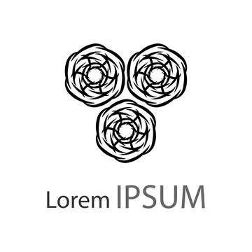 Unique Three Spiral Object Logo Design Isolated on White Stock Illustration