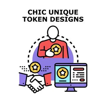 Unique token designs for digital assets and online transactions 스톡 일러스트