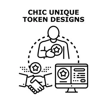 Unique token designs for digital assets and online transactions Stock Illustration