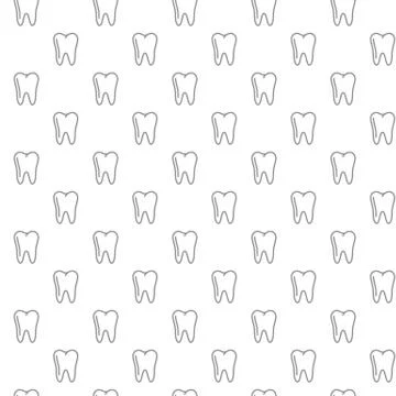 Unique tooth seamless pattern with various icons and symbols on white background Illustrazione stock