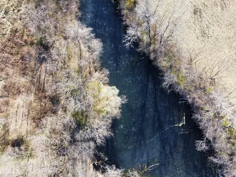Unique Topdown lake view Stock Photos