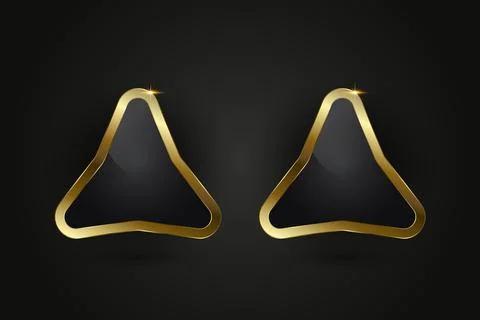 A unique triangular button with rounded edges, featuring a sleek black inte.. Stock Illustration