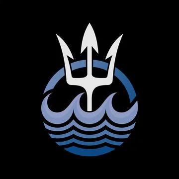 Unique trident with water wave fire flame. Related to yoga or health Stock Illustration