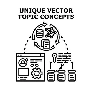 Unique vector topic concepts developing data analysis Stock Illustration