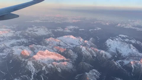 Unique view from the airplane window to the Dolomite Alps, Italy. Stock Footage 237937995