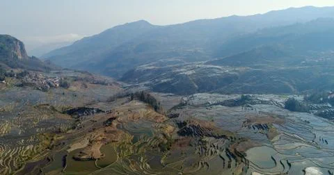 Unique view on breathtaking Hani Rice terrace fields. Stock Photos