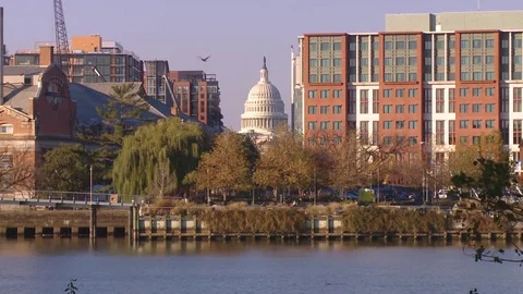 Unique view of Capitol in Washington DC Stock Footage 70786445