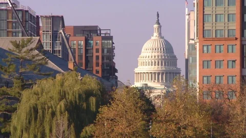 Unique view of Capitol in Washington DC Stock Footage 70871490