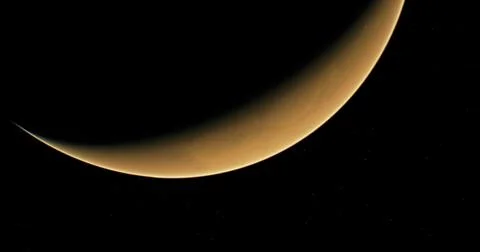 Unique view of a crescent Mars captured in the dark sky Stock Illustration
