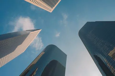 Unique View of Four Sky Scraper Buildings Stock Photos