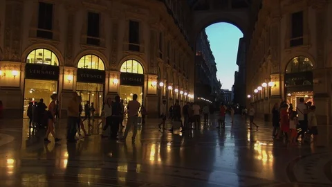 Unique view of Galleria Vittorio Emanuele II in Milan, Italy, slow motion Stock Footage 117815744