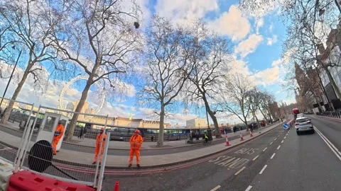 Unique View of Urban Drive Through Streets of Capital London City Stock Footage 329494441