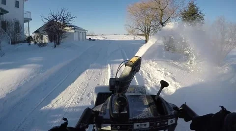 Unique view using snowblower Stock Footage 46607139