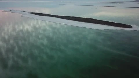 Unique View of the White Strip of Dead Sea Stock Footage 303823827