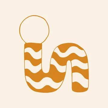 Unique wavy snake lamp vector with striped pattern and globe bulb. Funky hand 스톡 일러스트