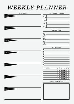 Unique Weekly Planner Template Pages Illustrazione stock