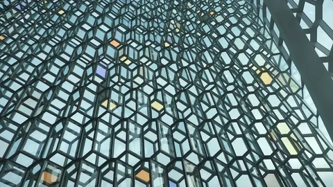 Unique Window Architechture of The Icelandic Opera House, Reykjavik Stock Footage 96652732