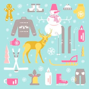 Unique winter icons Stock Illustration