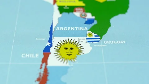 Unique World Map With Colorful Flags Of South America Countries. Stock Footage 197019816