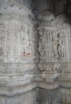Uniquely carved columns in the mandap Stock Photos